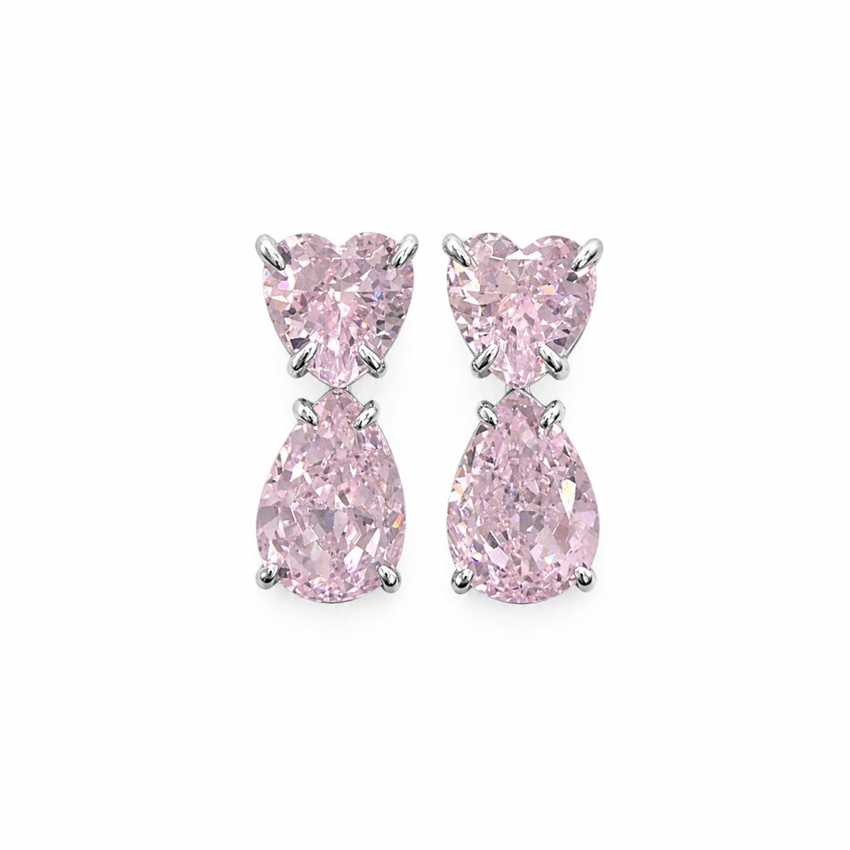 Pembe Kalp/Damla Sallantılı Küpe