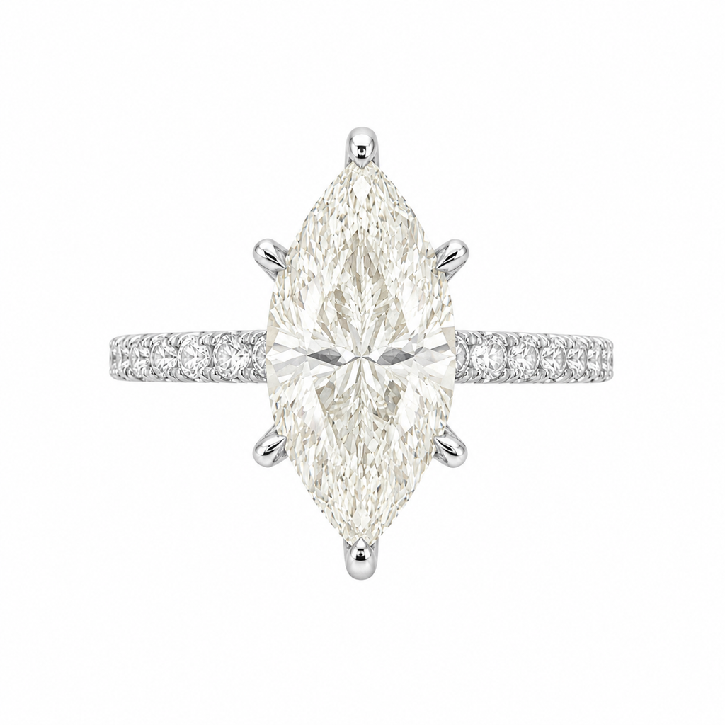 G-Color Marquise-Ring mit Seitensteinen