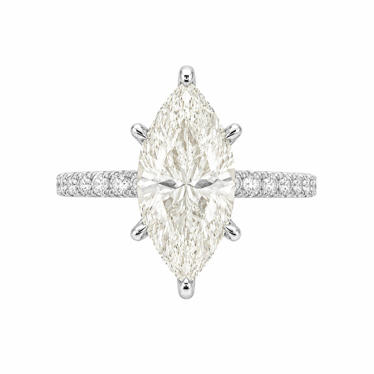 G-Color Marquise-Ring mit Seitensteinen