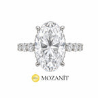 Altı Karat Taçlı Mozanit Uzun Oval Tektaş Yüzük