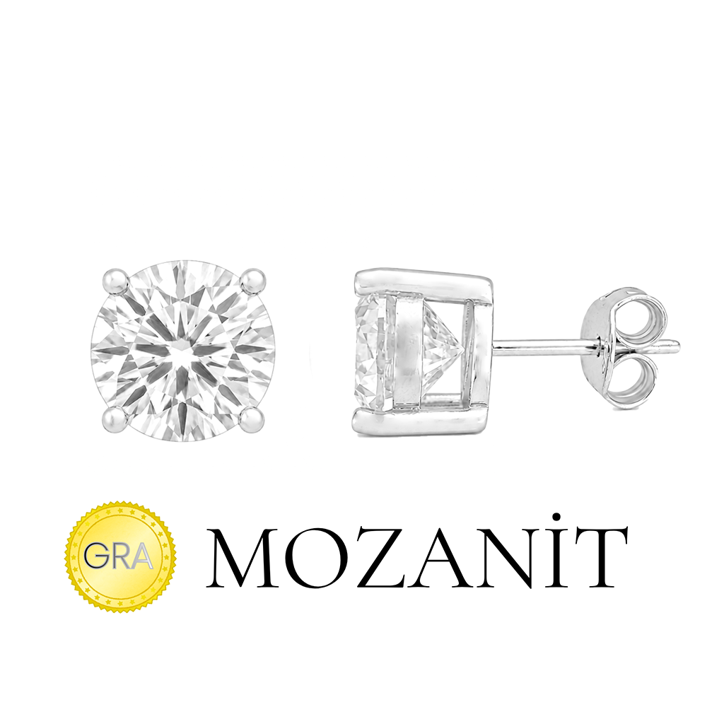 8 mm Mozanit Tektaş Küpe