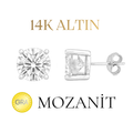 14K Mozanit 8 mm Tektaş Küpe