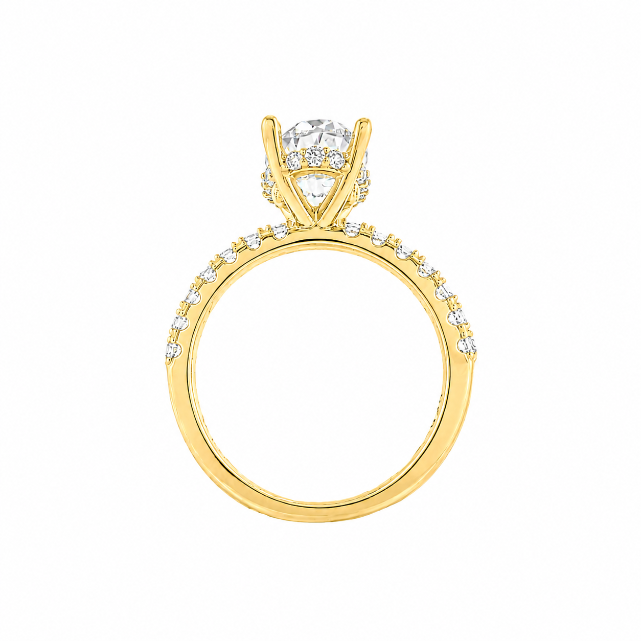 14K İki Karat Mozanit Uzun Oval Tektaş Yüzük