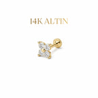 14K Yonca Taşlı Piercing