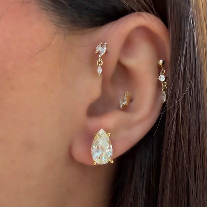 Taşlı Montür G-Color Damla Küpe