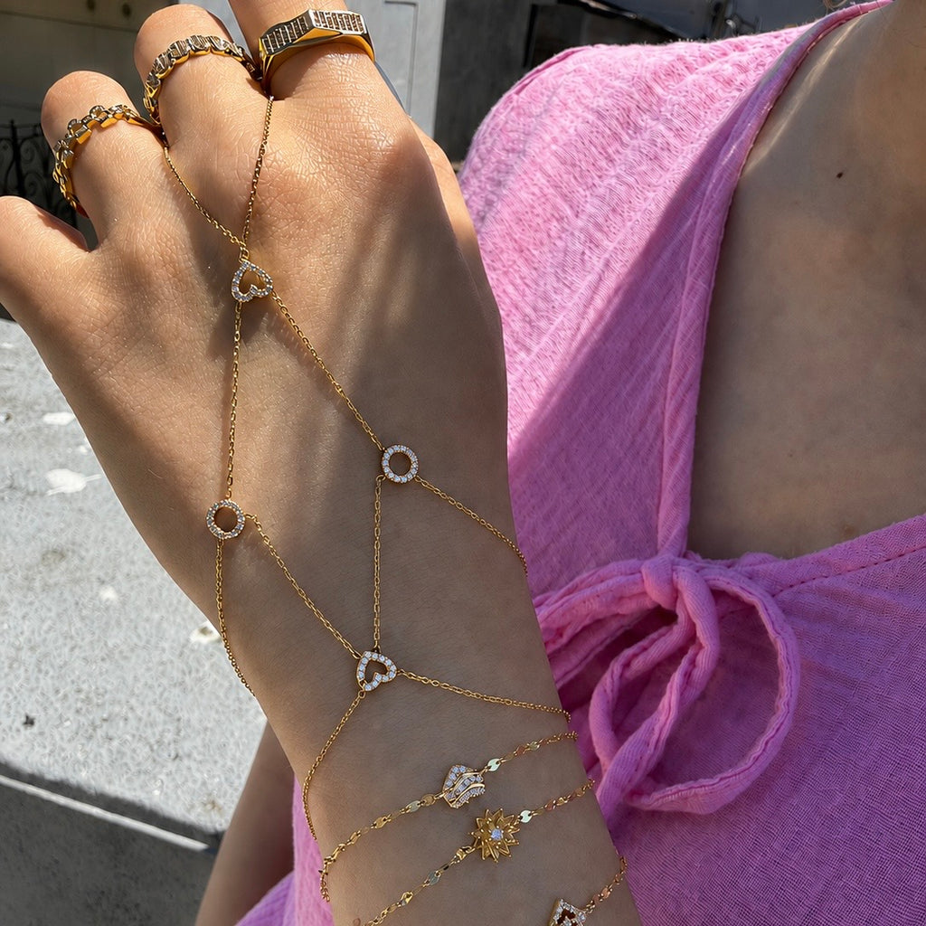 14K Kalp Yuvarlak Taşlı Şahmeran