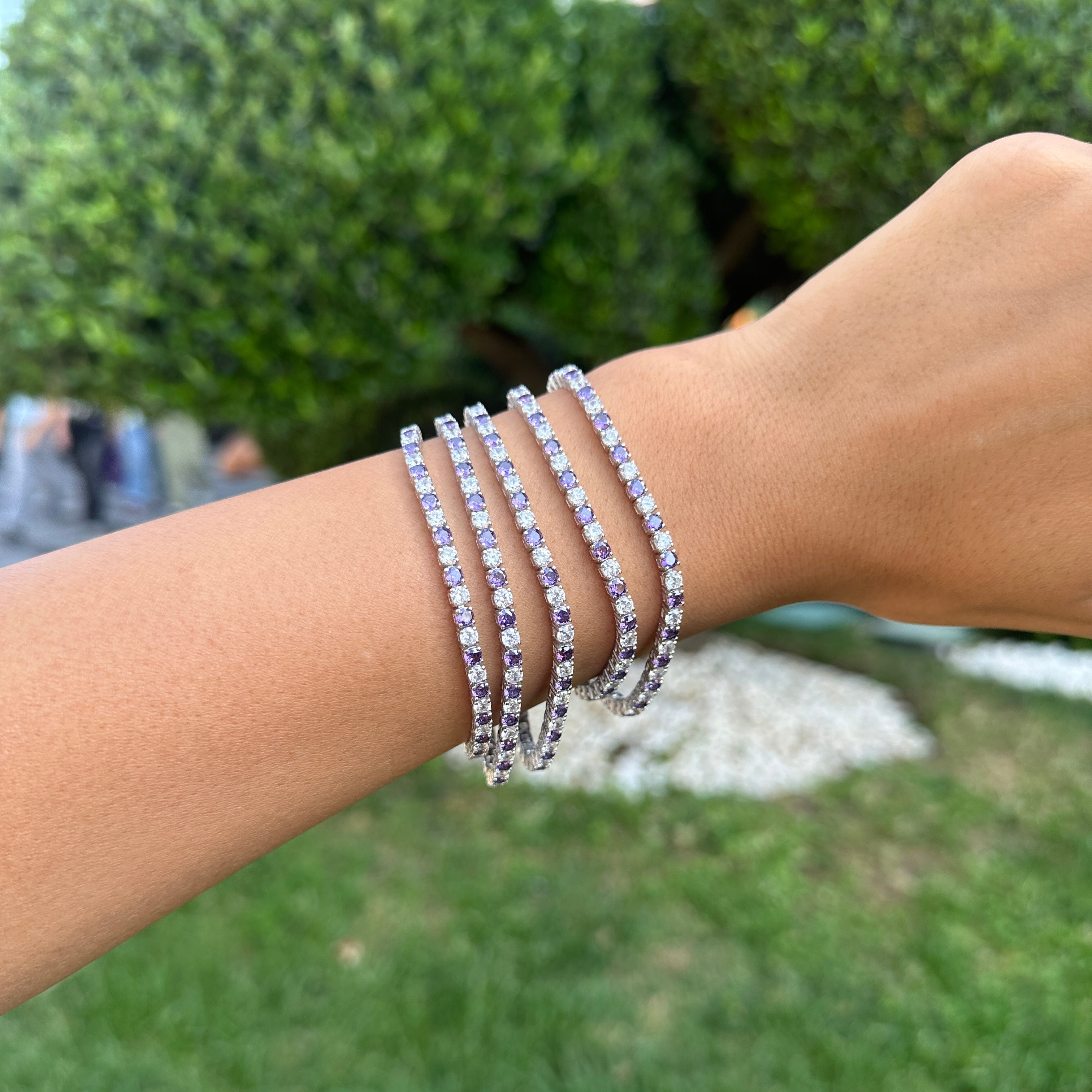 Üç Mm Mor Taşlı Suyolu Bileklik