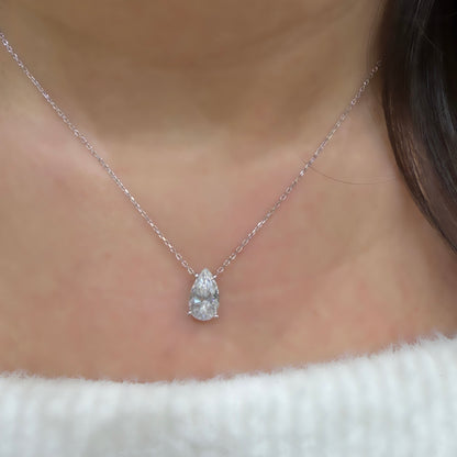 Taşlı Montür Mozanit Damla Kolye