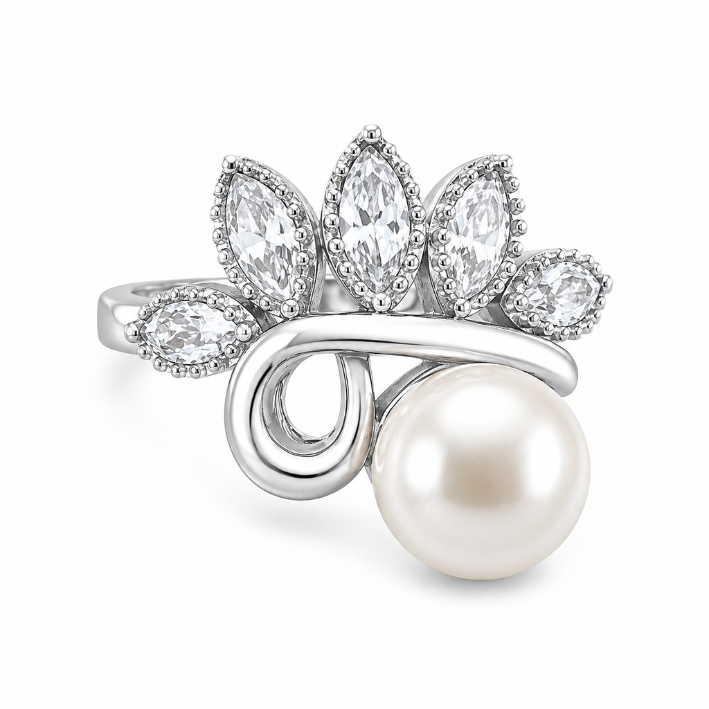 Dewdrop Five Stone Pearl Ring