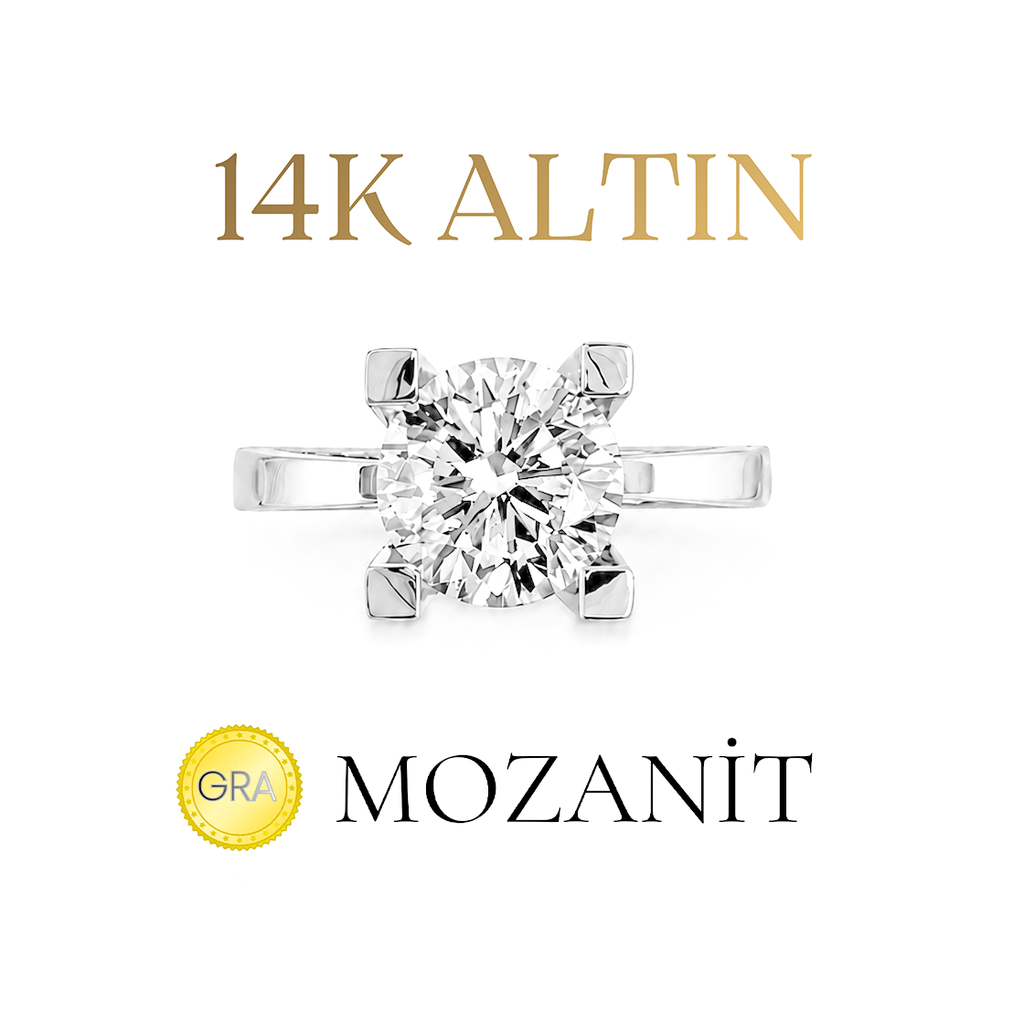 14K 1.20 Karat Mozanit Tektaş Yüzük