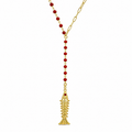 Coral Stone Fish Detail Y Necklace