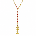Coral Stone Fish Detail Y Necklace