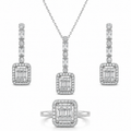 Baguette-Set mit runden und quadratischen Steindetails