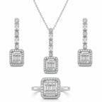Baguette-Set mit runden und quadratischen Steindetails