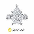 Ring mit ovalem Stein und Tropfenform, aus Moissanit