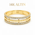 14K Üç Sıralı Yüzük