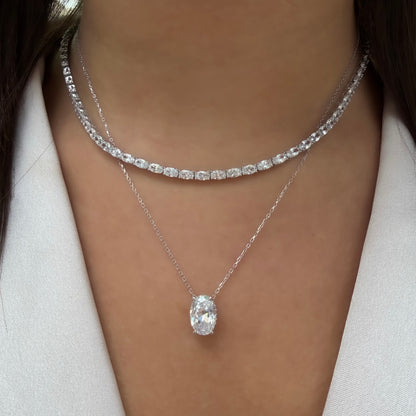 Taşlı Montür D-Color Oval Kolye