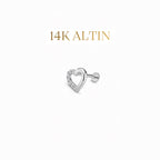 14K Taşlı Kalp Piercing