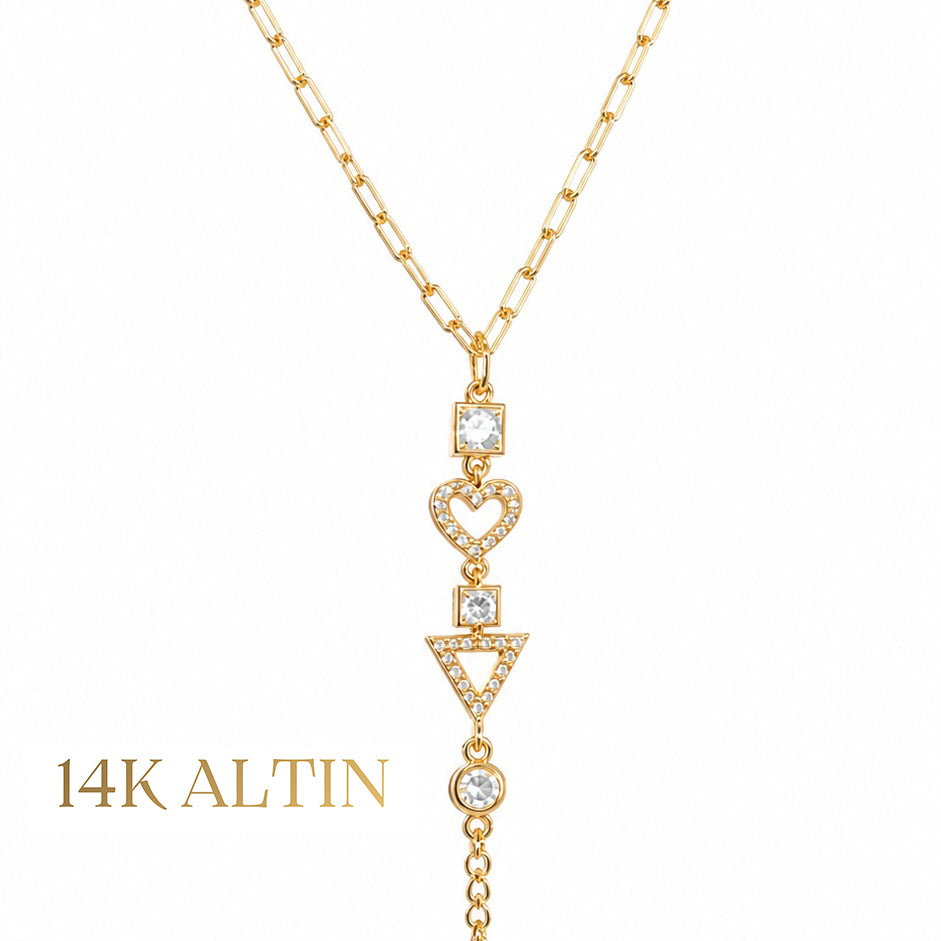 14K Kalp Üçgen Şekilli Taşlı Şahmeran