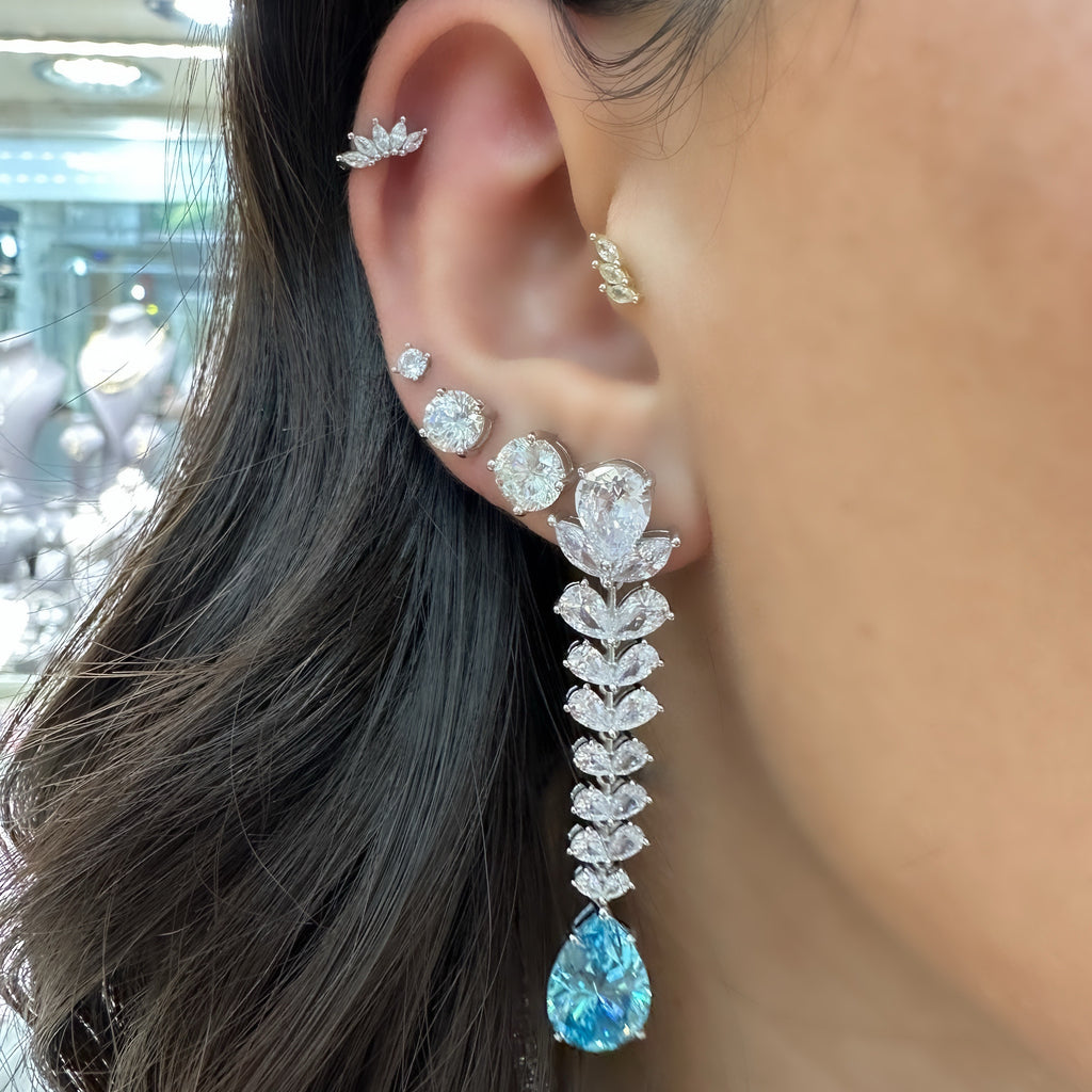 Blue Stone Dangle Drop Earrings