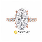 Altı Karat Taçlı Mozanit Uzun Oval Tektaş Yüzük