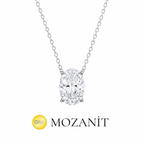 Taşlı Montür Mozanit Oval Kolye