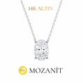 14K Taşlı Montür Mozanit Oval Kolye