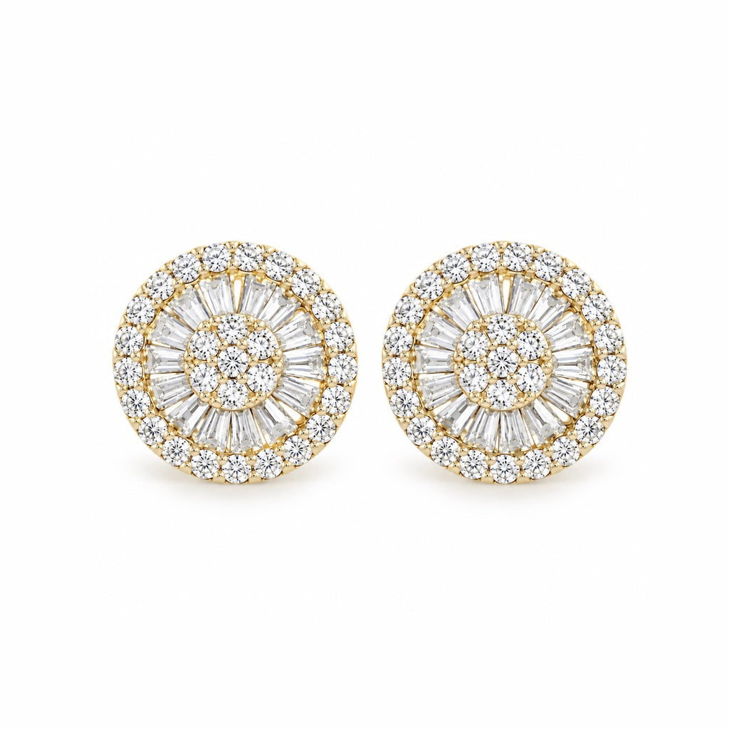 Round Earrings with Trapezoid Stone