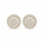 Round Earrings with Trapezoid Stone