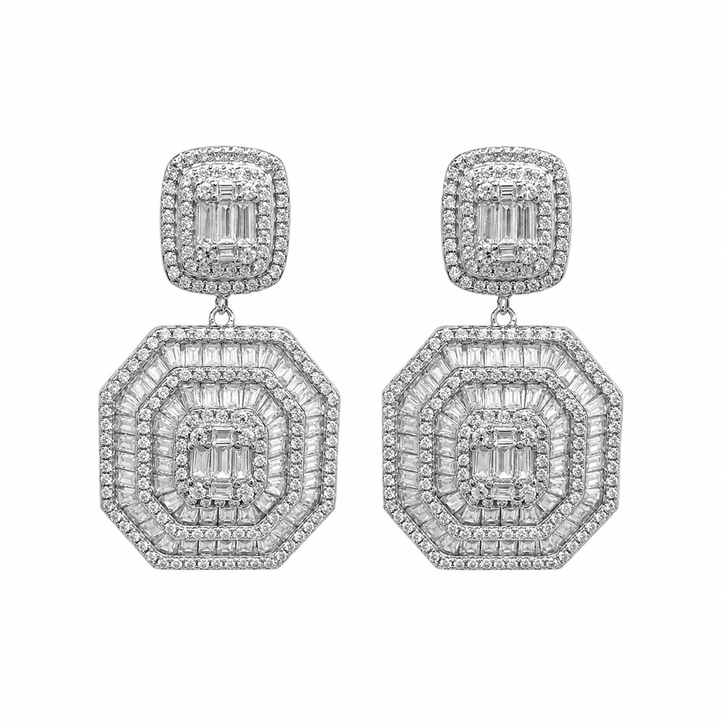 Modern Baguette Dangle Earrings