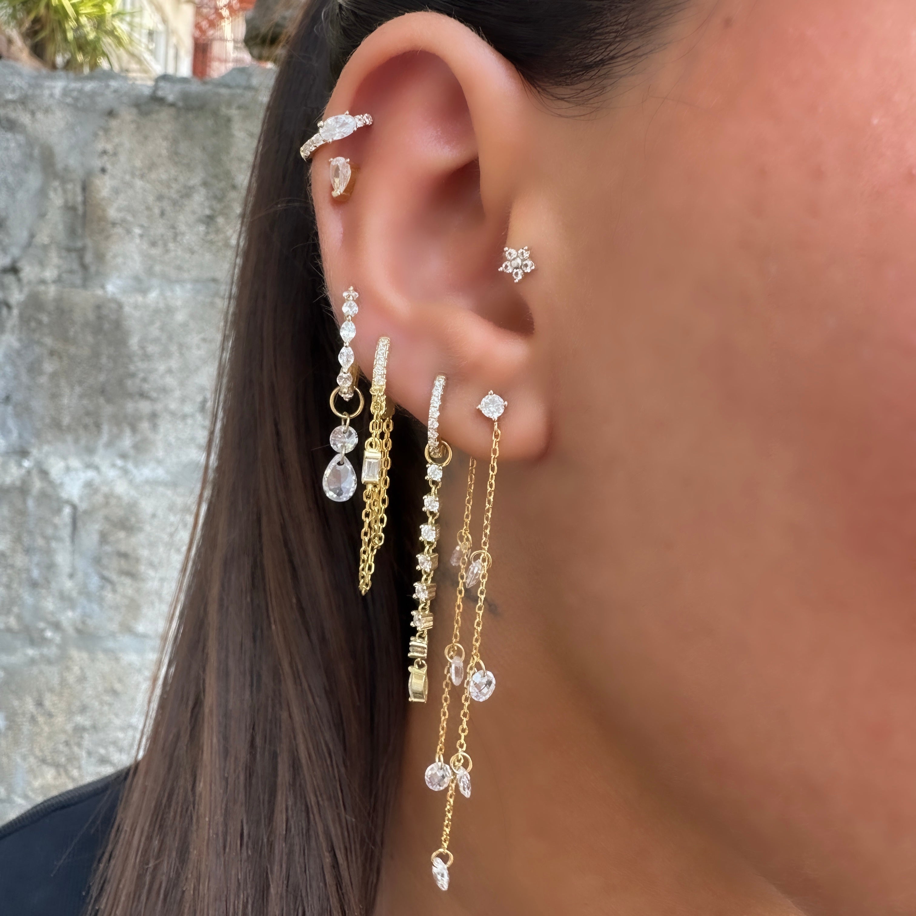 Vanessa Chain Taşlı Küpe