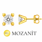 2 Karat Mozanit Tektaş Küpe