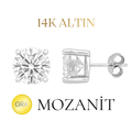 14K Mozanit 9 mm Tektaş Küpe