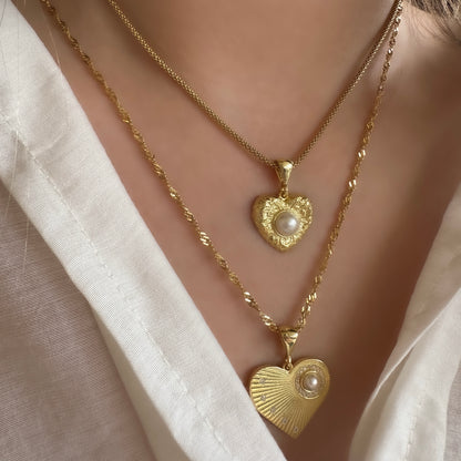 Heart Necklace with Pearl in the Middle