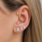 14K Bir Karat Mozanit Oval Küpe