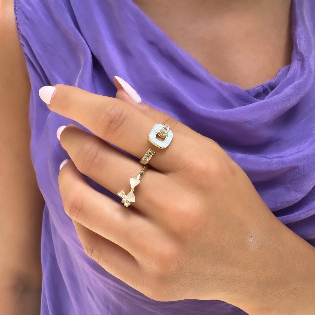 Mother of Pearl Tie Bow Ring