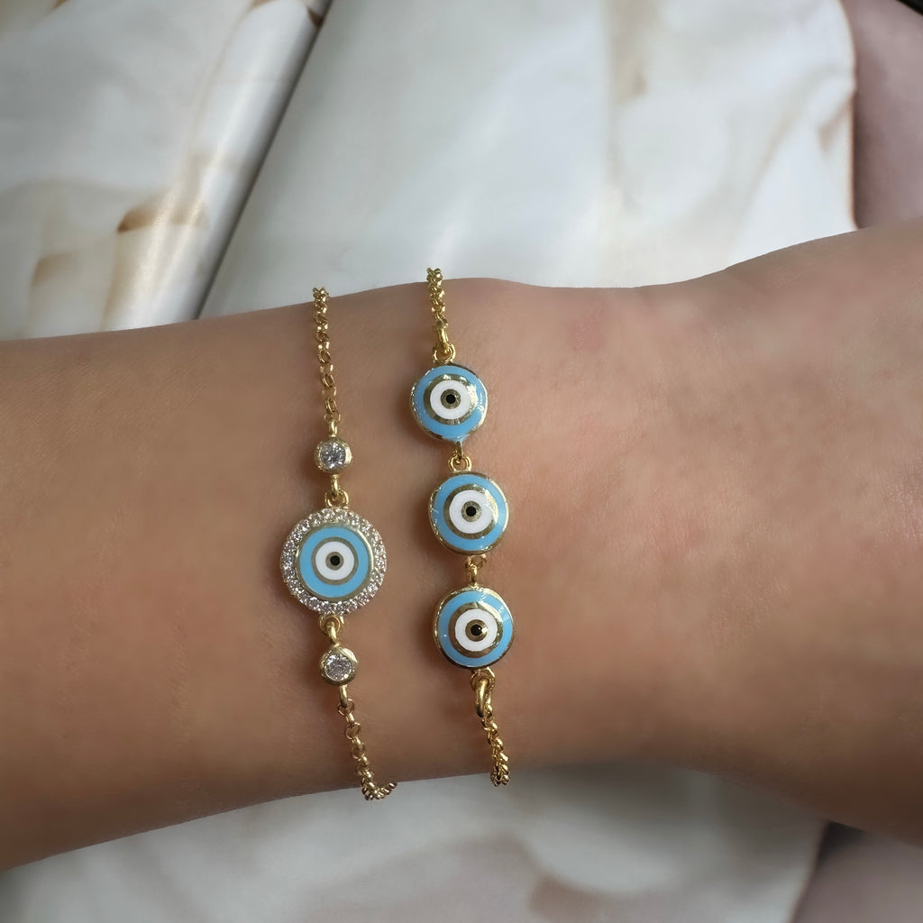 Doppelseitiges dreifaches Nazar-Armband
