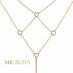 14K Kalp Yuvarlak Taşlı Şahmeran