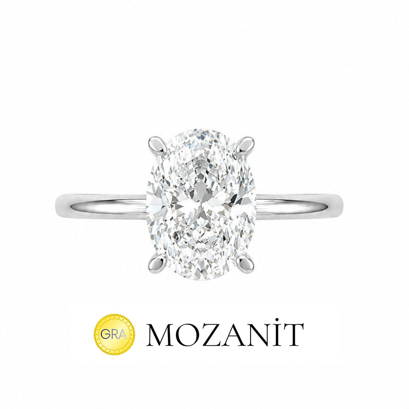 İki Karat Mozanit Oval Yüzük