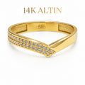 14K Amber V Kesim Taşlı Yüzük