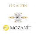 14K İki Karat Mozanit Oval Yüzük
