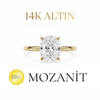 14K İki Karat Mozanit Oval Yüzük