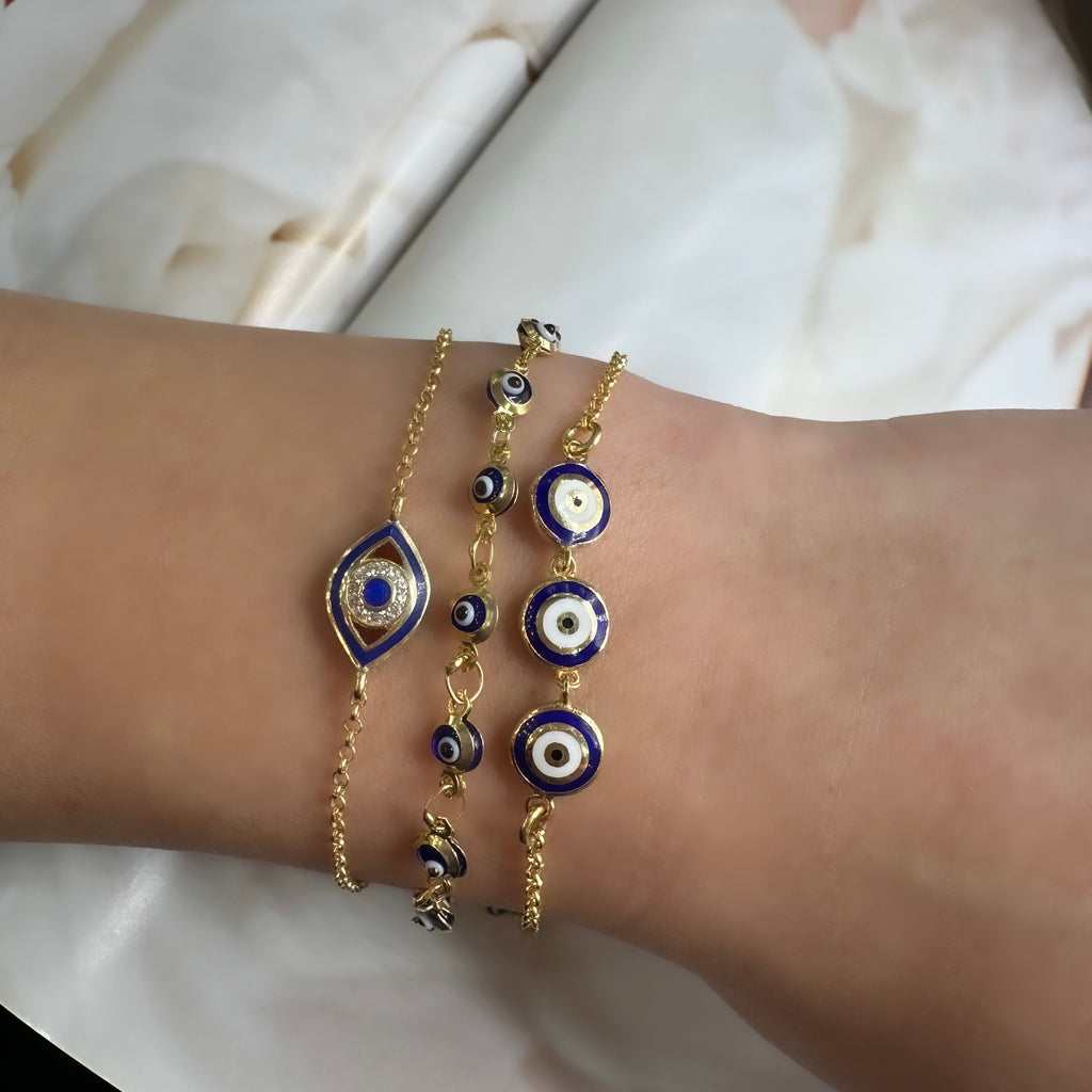 Doppelseitiges dreifaches Nazar-Armband