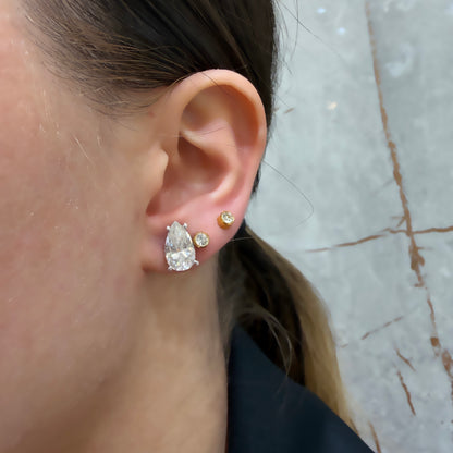 Taşlı Montür Mozanit Damla Küpe