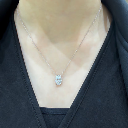 Taşlı Montür Mozanit Oval Kolye