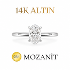 14K Bir Buçuk Karat Mozanit Oval Yüzük