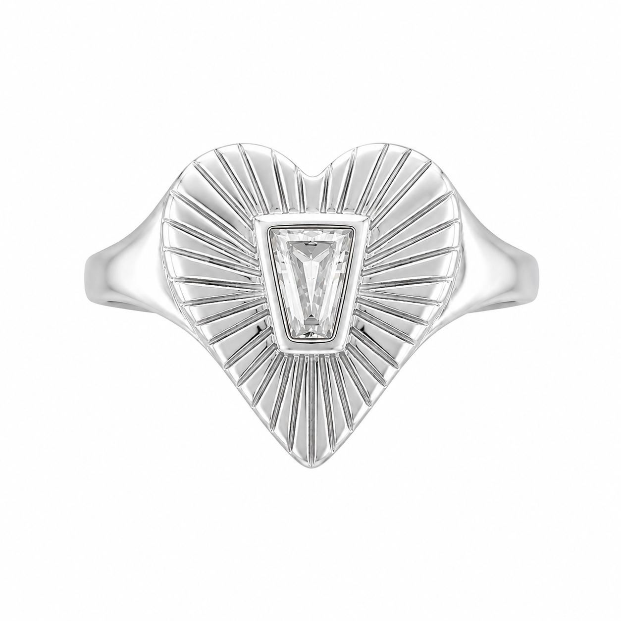 Herzring mit Baguette-Stein-Details