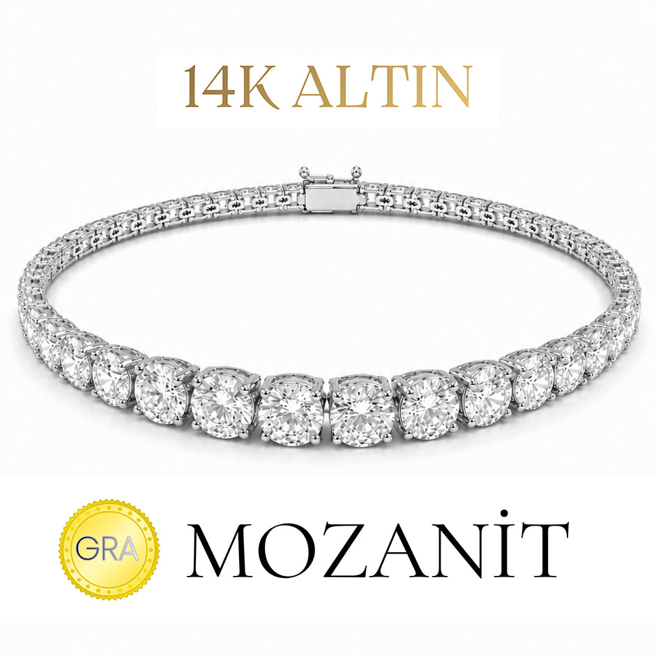 14K Mozanit Süzme Suyolu Bileklik