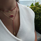 Mercan Taşlı Balık Detay Y Kolye