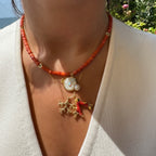 Sedefli Mercan Doğal Taş Kolye